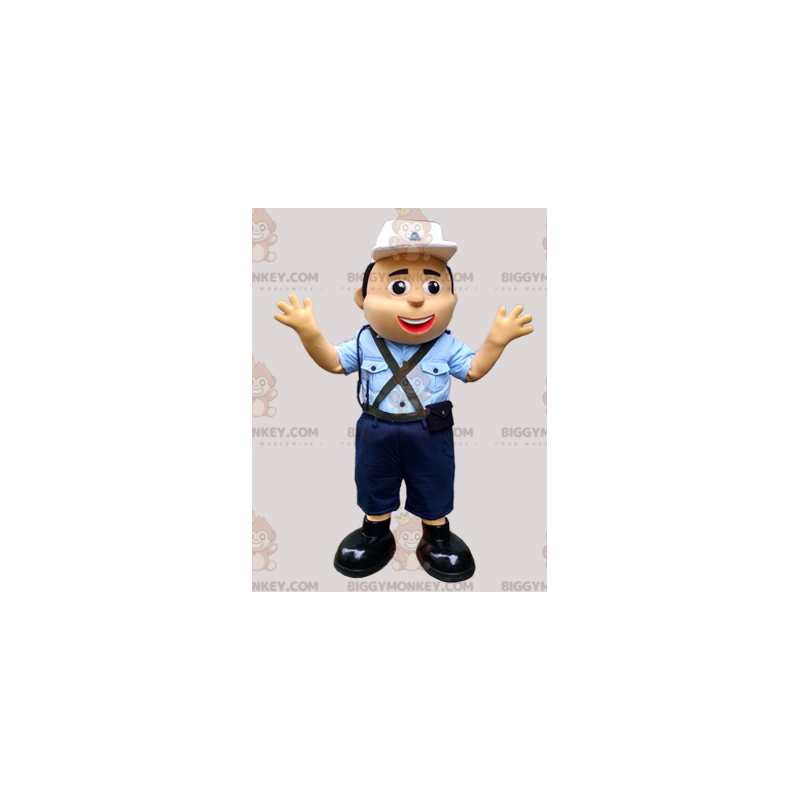 Police Officer BIGGYMONKEY™ Mascot Costume In Blue Uniform With