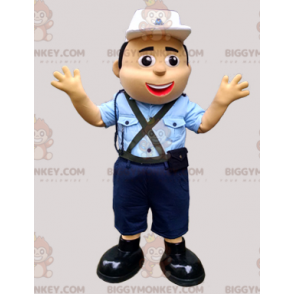 Polizist BIGGYMONKEY™ Maskottchenkostüm in blauer Uniform mit