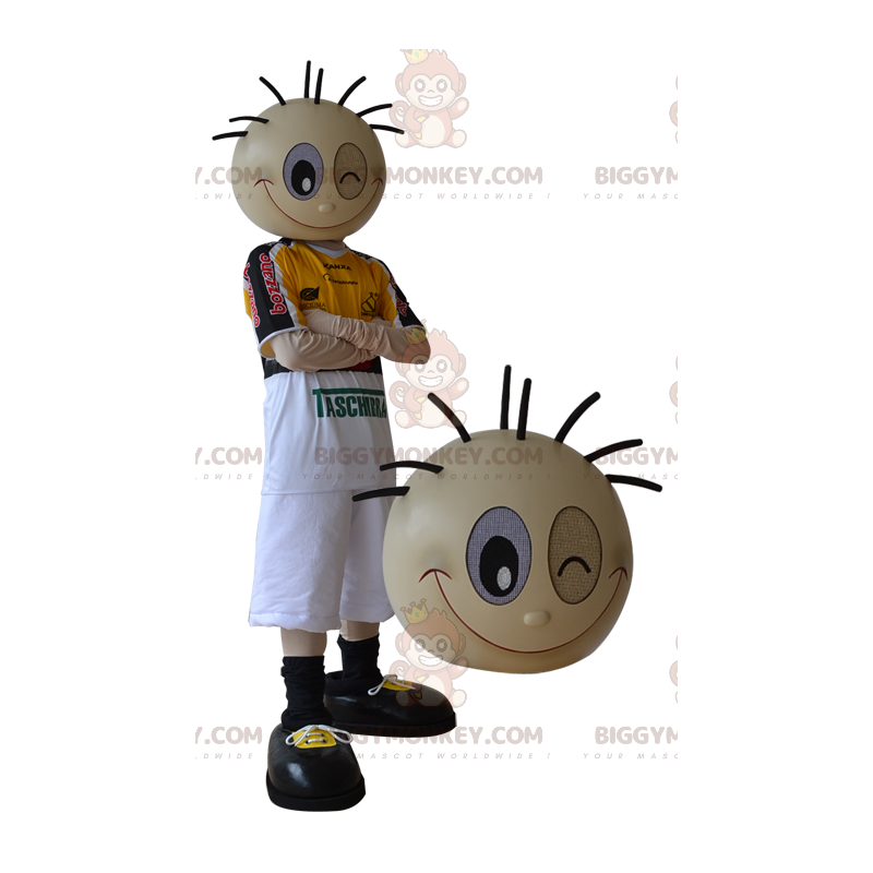 Fantasia de mascote BIGGYMONKEY™ de menino esportivo piscando –