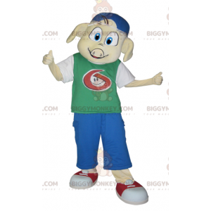 Pig BIGGYMONKEY™ Mascot Costume Dressed In Youth Outfit –