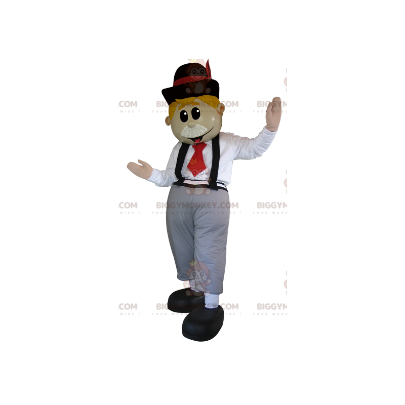 Traje de mascote inglês BIGGYMONKEY™ com gravata borboleta e