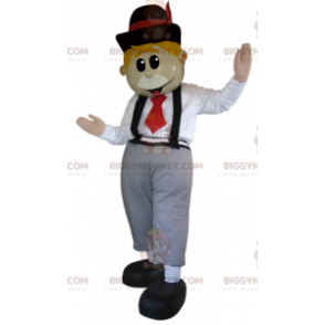 English BIGGYMONKEY™ mascot costume with bow tie and suspenders