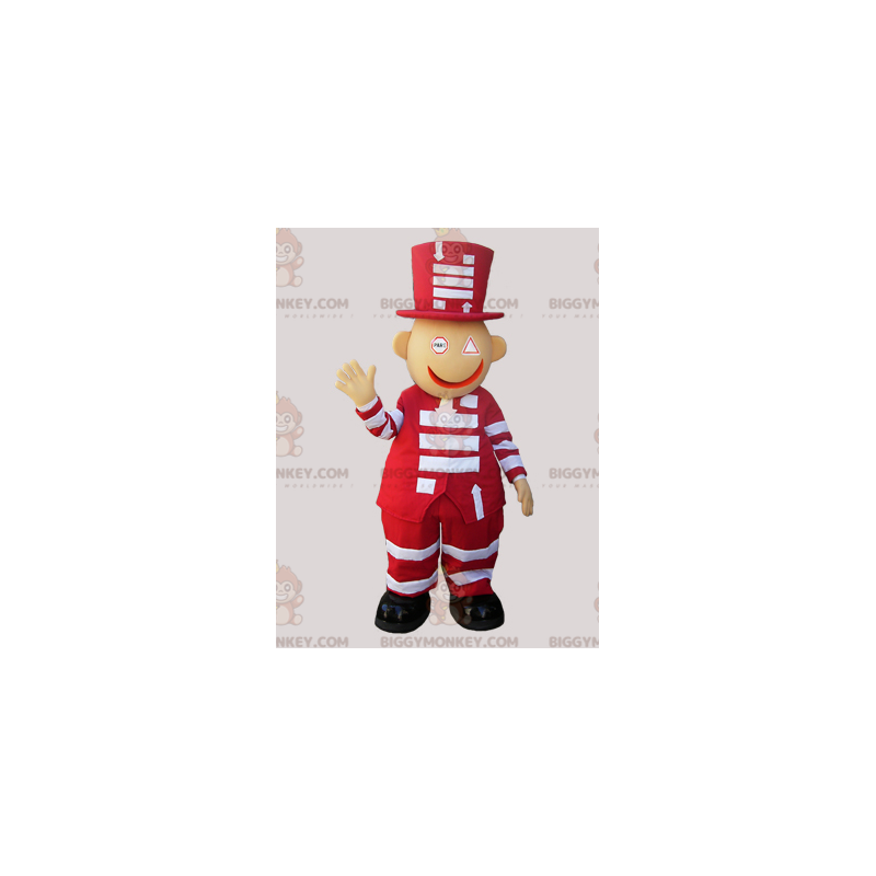 Fantasia de mascote BIGGYMONKEY™ boneco de neve vermelho e