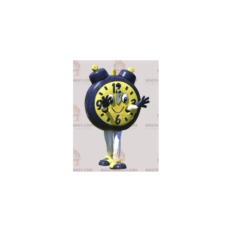 Giant yellow and black alarm clock BIGGYMONKEY™ mascot costume.