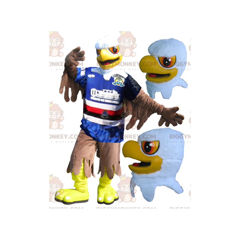 BIGGYMONKEY™ Mascot Costume Yellow White Brown Eagle Sportswear