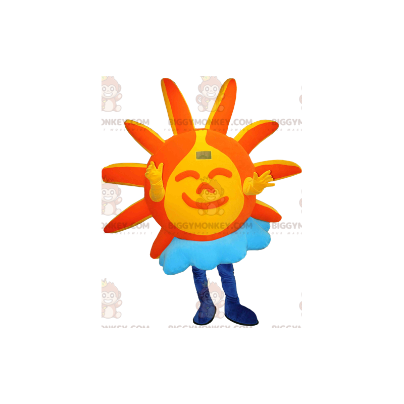 Orange and Yellow Sun with Cloud BIGGYMONKEY™ Mascot Costume -