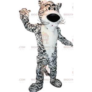 Miękki i uroczy kostium maskotki białego i czarnego tygrysa