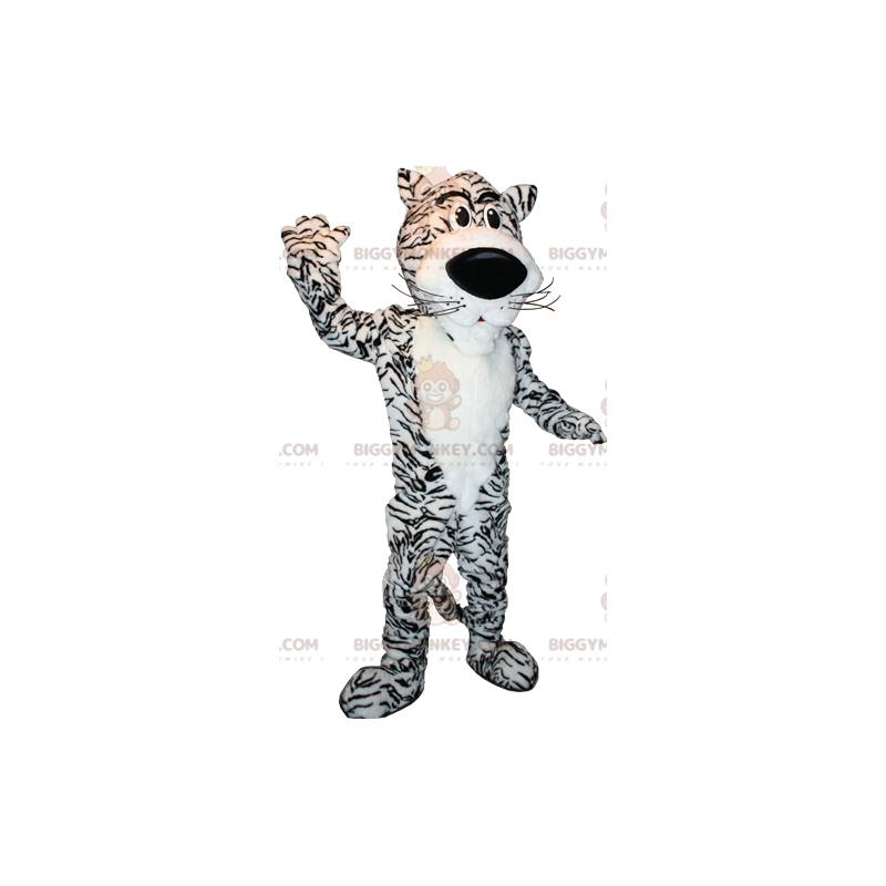 Blød og sød hvid og sort tiger BIGGYMONKEY™ maskotkostume -