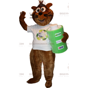 Costume de mascotte BIGGYMONKEY™ de raton laveur marron et noir