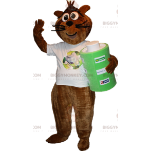 BIGGYMONKEY™ mascottekostuum bruin en zwarte wasbeer met