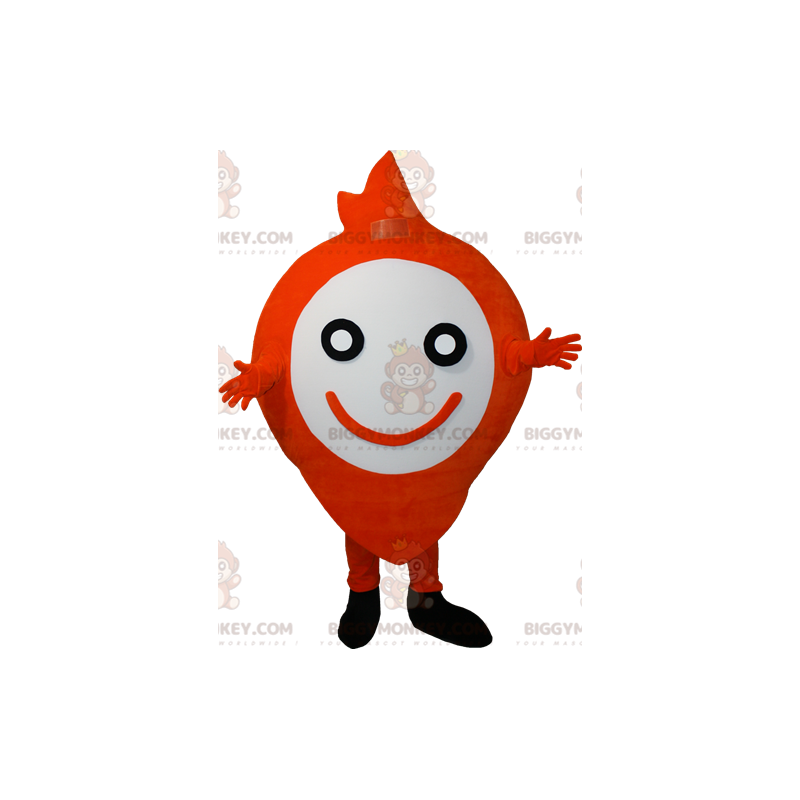 Mycket leende orange och vit snögubbe BIGGYMONKEY™ maskotdräkt