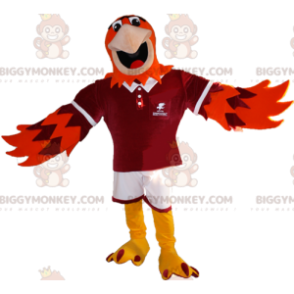 Costume de mascotte BIGGYMONKEY™ d'aigle orange et violet en