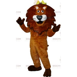 Costume de mascotte BIGGYMONKEY™ de lion marron et blanc avec