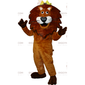 Costume de mascotte BIGGYMONKEY™ de lion marron et blanc avec