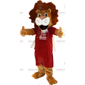 Traje de mascote BIGGYMONKEY™ Leão marrom e branco em roupas