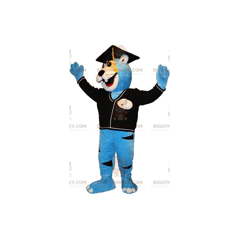 Costume de mascotte BIGGYMONKEY™ d'ours bleu et blanc avec une