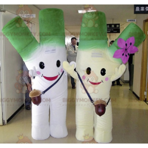 2 mascot BIGGYMONKEY™s giant green and white leeks -