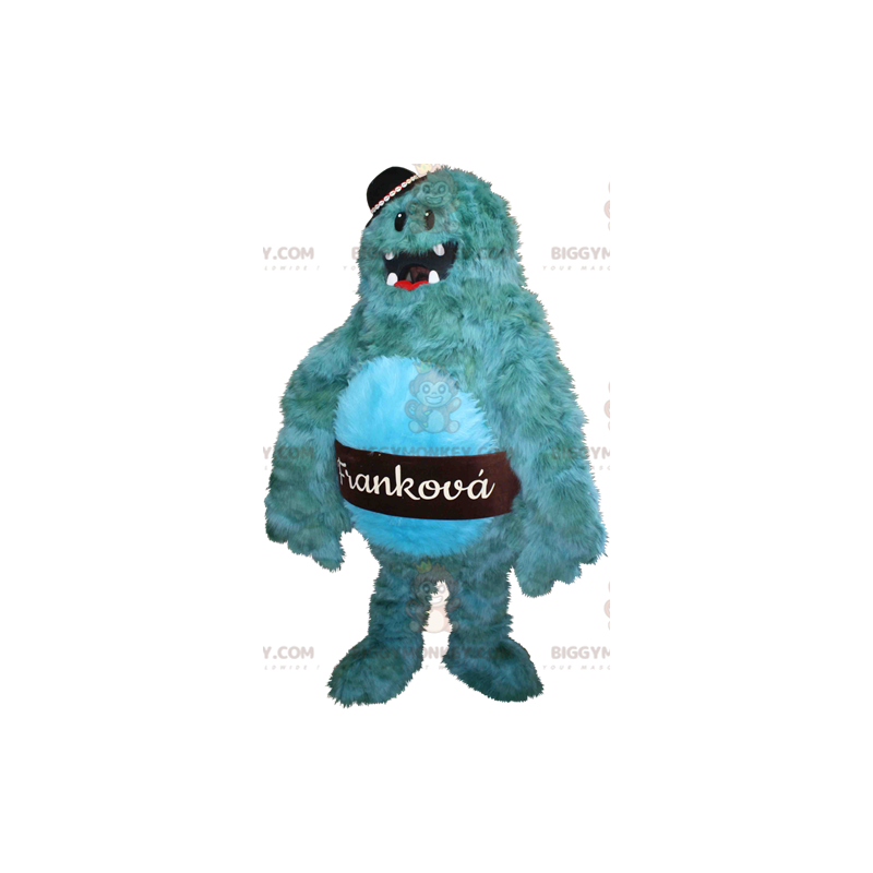 Funny furry blue monster BIGGYMONKEY™ mascot costume. Yeti