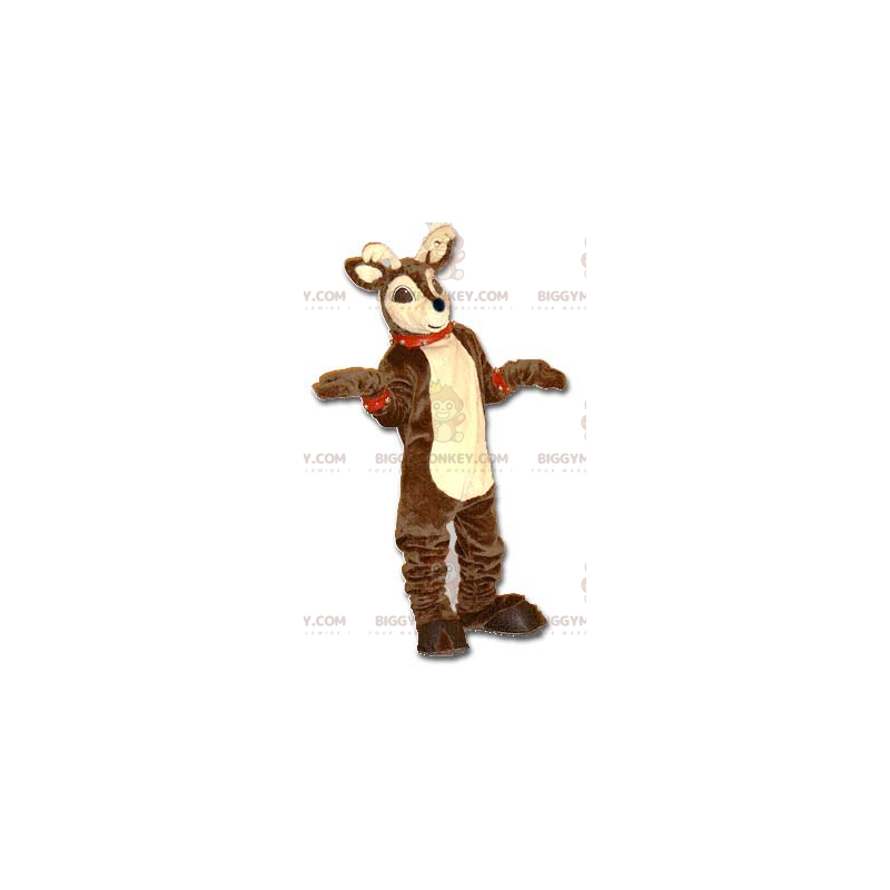 Brown and Tan Christmas Reindeer BIGGYMONKEY™ Mascot Costume –