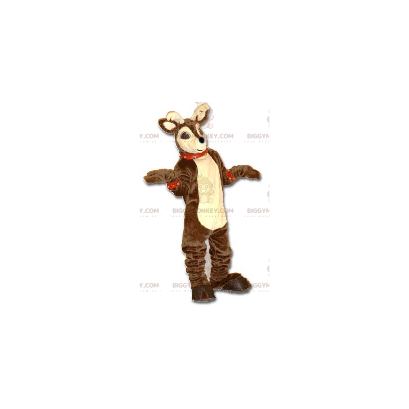 Brown and Tan Christmas Reindeer BIGGYMONKEY™ Mascot Costume -