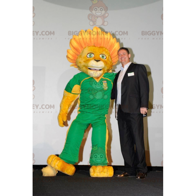 BIGGYMONKEY™ Mascot Costume Yellow Lion with Flower Mane –