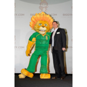 BIGGYMONKEY™ Maskotdräkt Gult lejon med blomman - BiggyMonkey