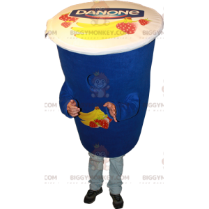 Danone blauwe yoghurt BIGGYMONKEY™ mascottekostuum. Melkachtig