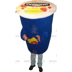 Costume da mascotte BIGGYMONKEY™ Yogurt blu Danone. Costume da