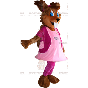 Squirrel BIGGYMONKEY™ Mascot Costume with Blue Eyes and Pink
