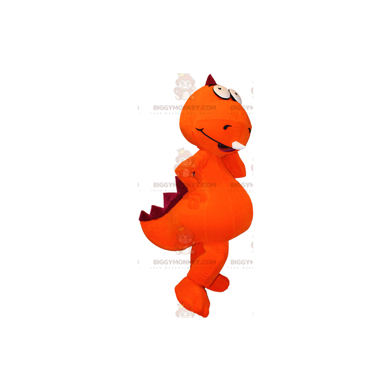 Costume de mascotte BIGGYMONKEY™ de dinosaure orange et rouge