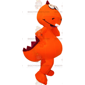 Disfraz de mascota dinosaurio gigante naranja y rojo