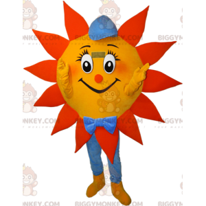 Disfraz de mascota BIGGYMONKEY™ naranja, amarillo y sol azul