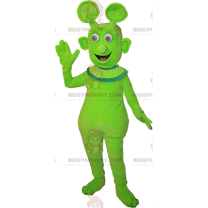 Słodki kostium maskotki uśmiechniętego zielonego kosmity