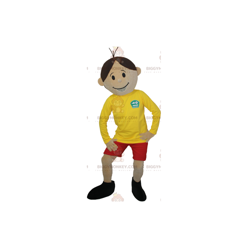 Brown Boy BIGGYMONKEY™ Mascot Costume In Sportswear –