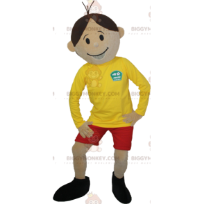 Brown Boy BIGGYMONKEY™ Maskottchenkostüm in Sportbekleidung -