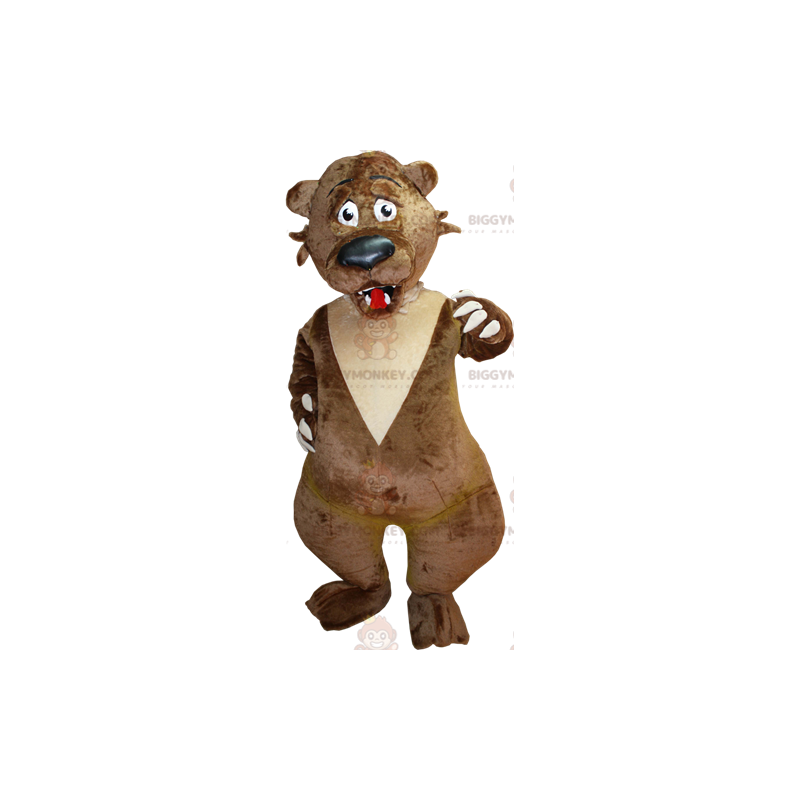 Frightened Looking Brown and Tan Bear BIGGYMONKEY™ Mascot