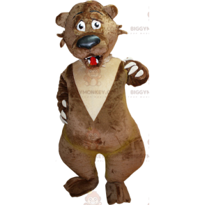 Kostium maskotki przerażonego brązowo-podpalanego niedźwiedzia
