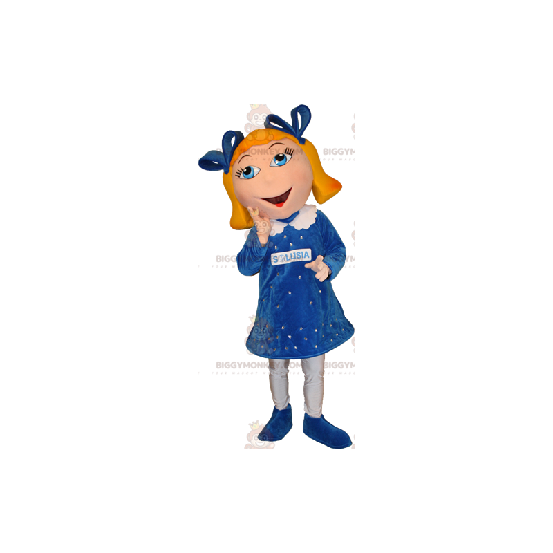 Blue Eyed Blonde Girl BIGGYMONKEY™ Mascot Costume With Cute