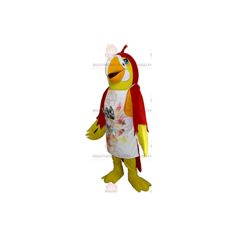 BIGGYMONKEY™ Yellow and Red Parrot Mascot Costume with Apron –