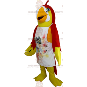 BIGGYMONKEY™ Yellow and Red Parrot Mascot Costume with Apron -