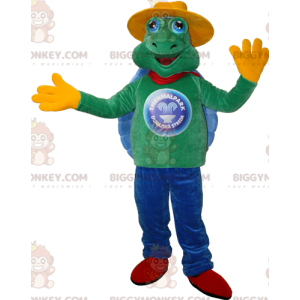 Costume de mascotte BIGGYMONKEY™ de tortue verte et bleu avec