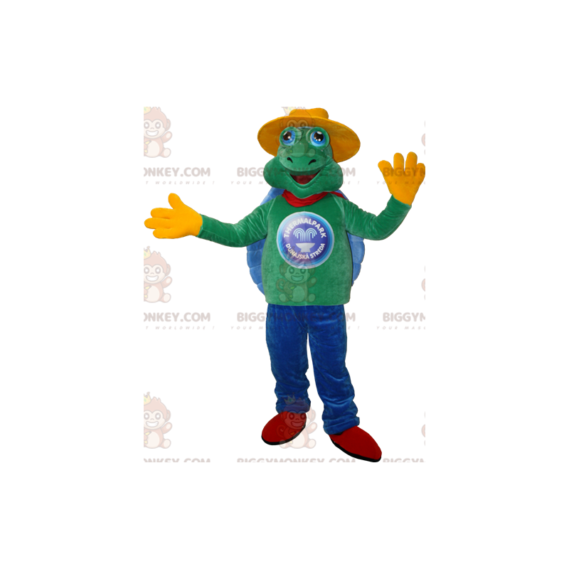 Traje de mascote de tartaruga verde e azul BIGGYMONKEY™ com