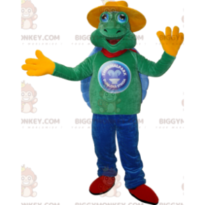 Traje de mascote de tartaruga verde e azul BIGGYMONKEY™ com