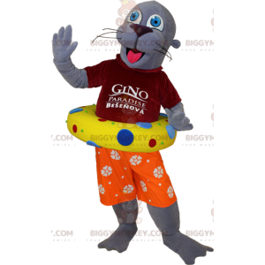 BIGGYMONKEY™ Costume da mascotte Lontra grigia Leone marino in