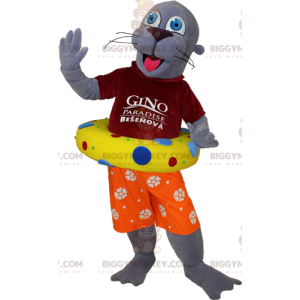 Costume de mascotte BIGGYMONKEY™ d'otarie de loutre grise en