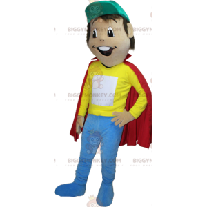 Brun pojke BIGGYMONKEY™ maskotdräkt med röd cape - BiggyMonkey