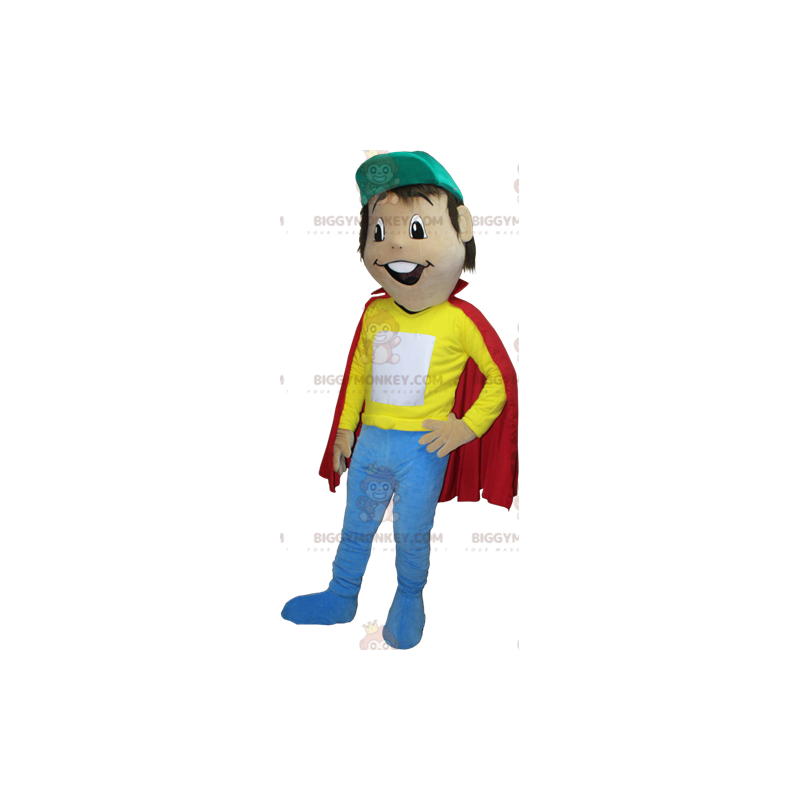 Fato de mascote de menino castanho BIGGYMONKEY™ com capa