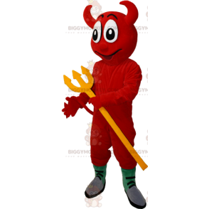 BIGGYMONKEY™ Costume da mascotte Diavolo rosso con forcone