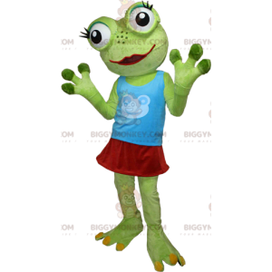 BIGGYMONKEY™ Mascot Costume Very Funny Green Frog With Big Eyes