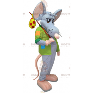 Costume de mascotte BIGGYMONKEY™ de rat bleu et rose géant avec